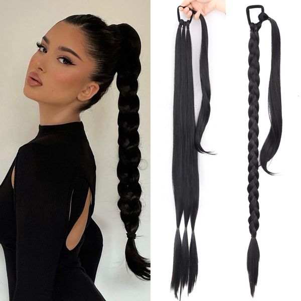 

synthetic s azqueen synthetic long braided tail hair with elastic band natural black brown tail hairpiece for women 221205