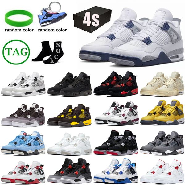 

jumpman 4 basketball shoes men women 4s midnight navy violet ore military black cat red thunder university blue canvas mens trainers sports
