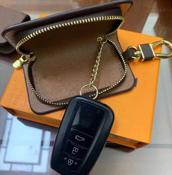 

fashion key buckle bag car designer keychain handmade leather luxury keychains man woman purse wallet bags pendant coins accessories gift, Silver