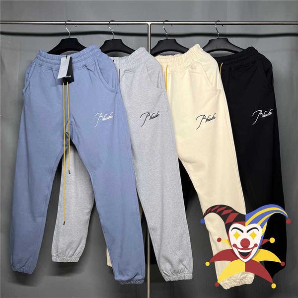 

men's pants heavy fabric sweatpants men women 1 1 version joggers embroidered drawstring pants trousers t221205, Black