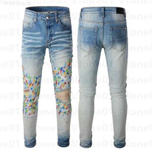 

men's jeans mens designer ripped denim pants man casual hip hop zipper trousers for male stretch trouser, Blue