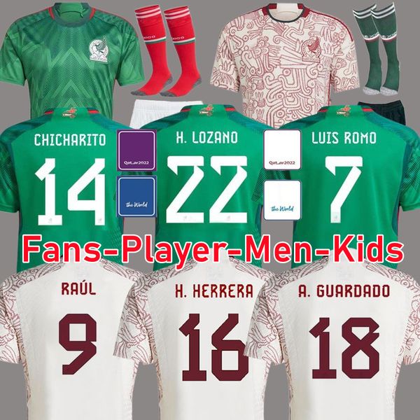 

2022 2023 mexico soccer jerseys player fans version h.lozano chicharito raul g dos santos world 22 23 cup guardado football shirt men kids s, Black;yellow