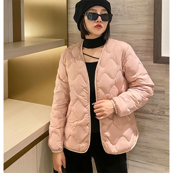 

women's down parkas autumn winter women light white duck coat long sleeve warm jacket ladies short loose bigsize outwears 4xl 221205, Black