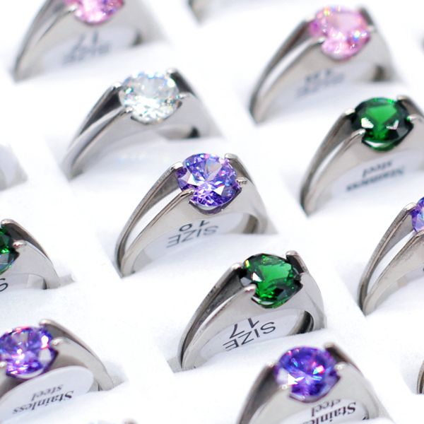 

bulk wholesale 30pcs colorful crystal cz woman wedding rings mixed lovers engagement fashion anniversary party gifts jewelry finger accessor, Slivery;golden