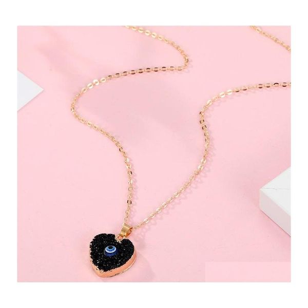 

pendant necklaces fashion jewelry evil eye necklace resin love heart round blue eyes pedant necklaces 3833 q2 drop delivery pendants dhibg, Silver