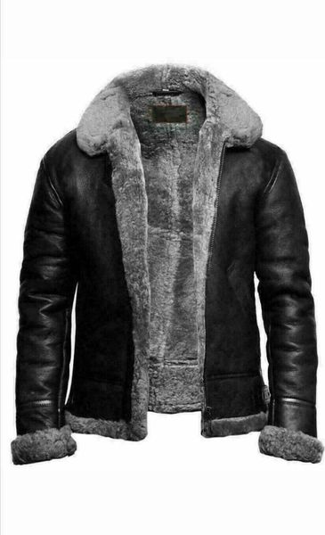

men's fur faux autumn and winter artificial integrated long sleeve jacket coat 221206, Black