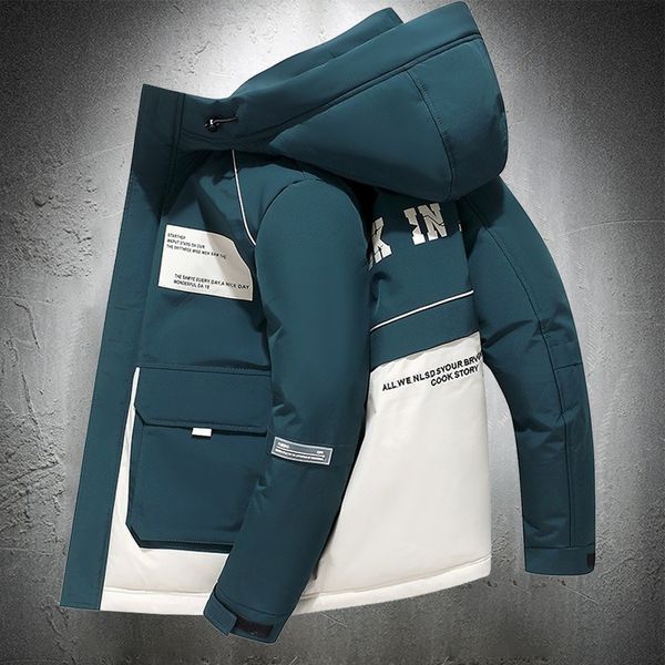 

men s down parkas autumn winter jacket with hood cotton padded parka korean fashion streetwear thick warm casual coats 221205, Black