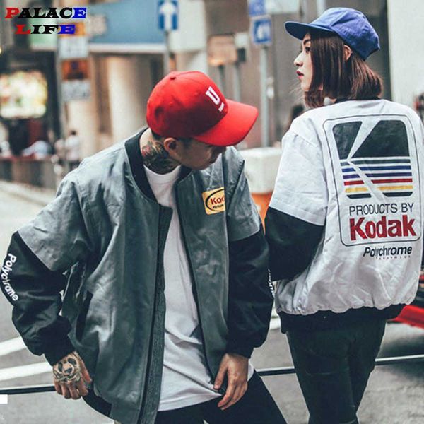 

men's jackets japanese hip hop style ma1 bomber jacket men harajuku pilot streetwear kodak printing couple baseball jackets men women c, Black;brown