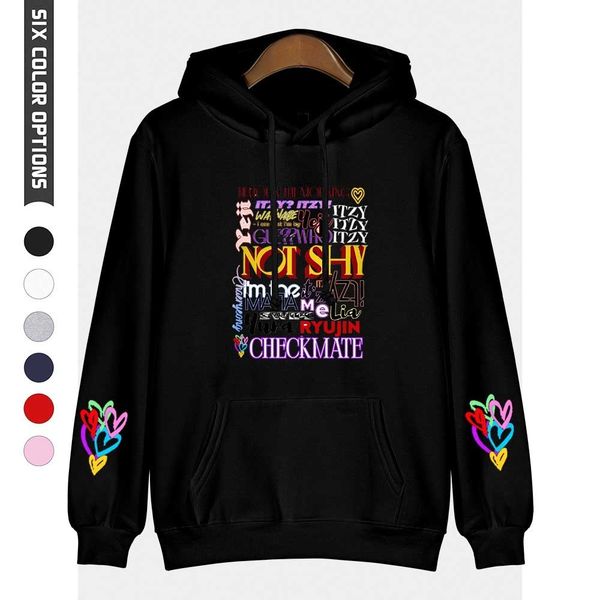 

mens hoodies sweatshirts korea itzy women men casual hooded streetwear hip pullover teens boys girls sportswear tracksuit hoodie 221206, Black