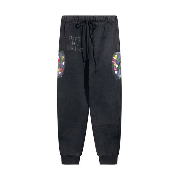 

fashion mens running vintage letter print pants autumn winter casual drawstring sweatpants man woman hip hop high street trousers size s-xl, Black