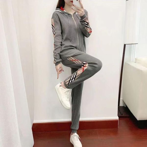 

women's hoodies sweatshirts women's tracksuits fall knit 2 piece set designer luxury jacket oversized sweater diamond pullovers kn, Black