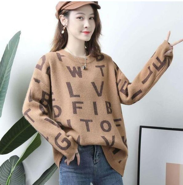 

designer women sweater vintage printed floral thick long sleeve knitted pullovers fashion, White;black