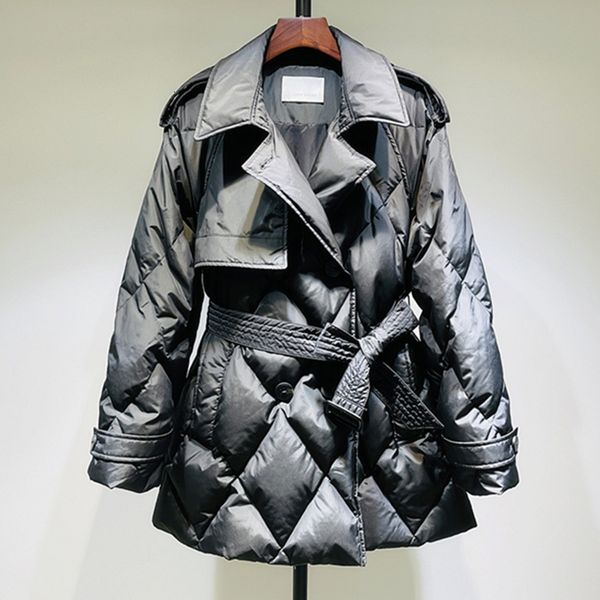 

women s down parkas cotton jacket women s medium length closed waist slim fitting black and white duck down windbreaker winter coat 221205