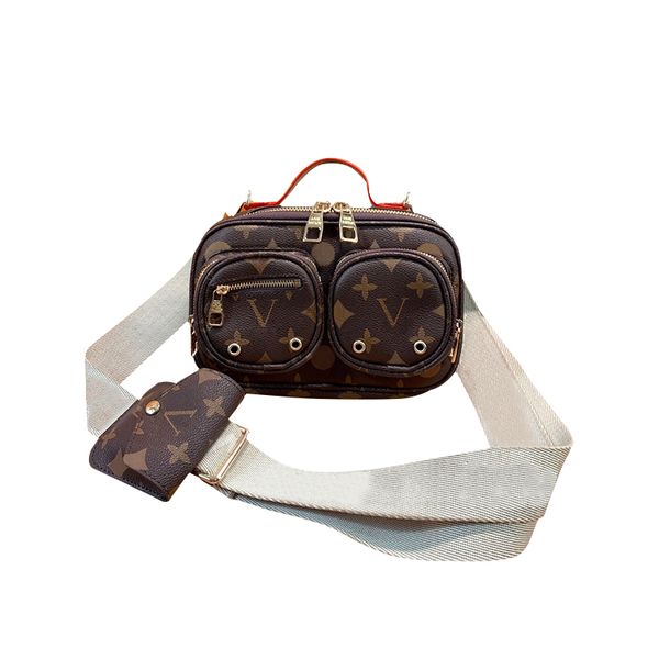 

fashion designer luxury design brown pattern cross-body bag crossbody clutch letter handbag ladies double zip double shoulder strap with sma