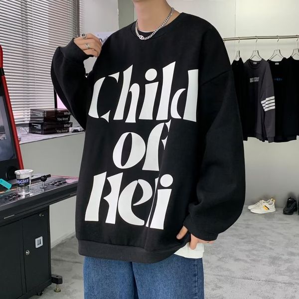 

mens hoodies sweatshirts black white basic letter graphic oversize sweatshirt fashion brand casual couple clothing korean hip hop women 2212