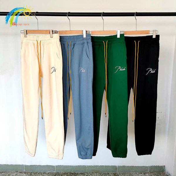 

men's pants classic embroidery sweatpants men women 1 1 apricot blue green black loose drawstring joggers casual pants t221205