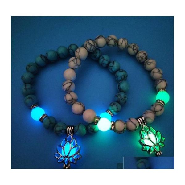 

charm bracelets charm bracelets luminous natural stones glowing in the dark bracelet lotus flower shaped for women yoga prayer buddh otgkr, Golden;silver