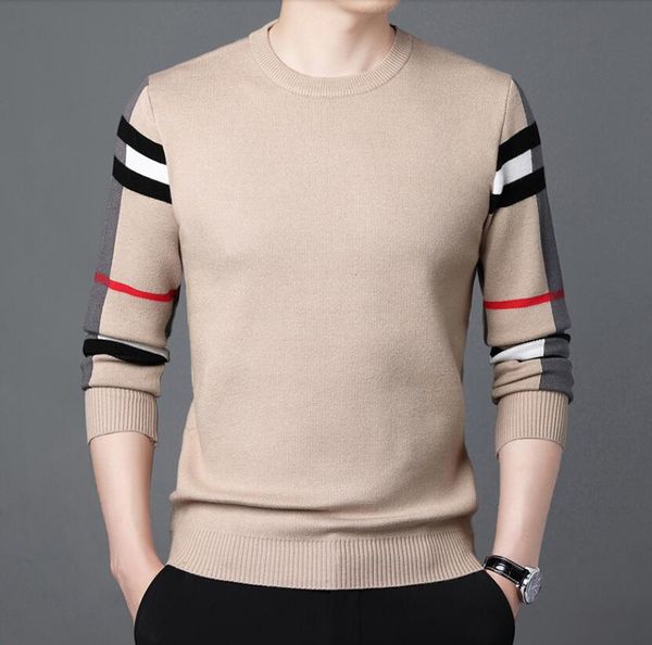 

thicken sweater pullover men autumn quality slim sweater jumper man knitwear male winter striped jersey boy sweatshirt tee, White;black