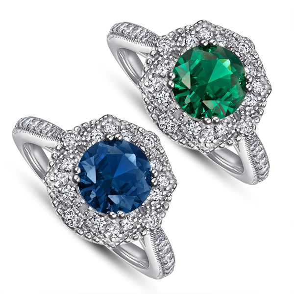

wedding accessories pure silver engagement rings fadeless single blue green diamond birdal ring proposal ring no fading ladies jewelry tl-43, White