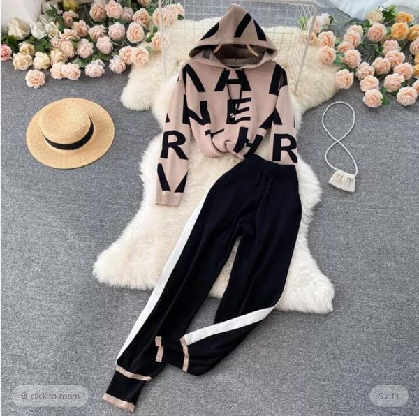 

2piece women's tracksuits vertical grain hoodie and pants autumn winter solid outfits casual two piece set sports suit, Gray