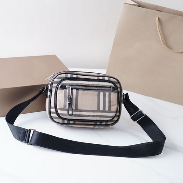 

check camera bag nylon canvas shoulder crossbody bags zipper wallet men women handbag purse tartan patchwork color waterproof flap clutch