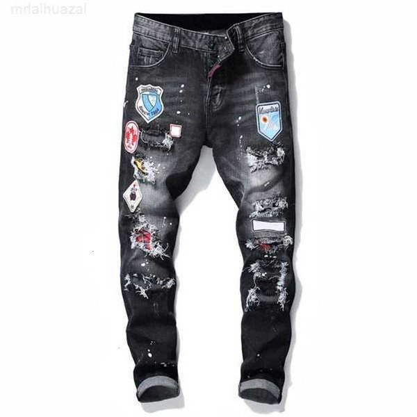 

men's jeans mens designer distressed ripped biker slim fit motorcycle bikers denim for men s fashion mans black pants pour hommescw0z, Blue