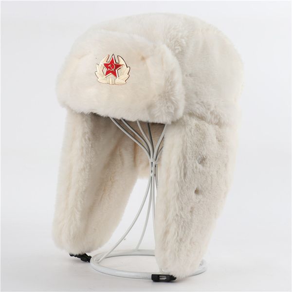 

beanieskull caps men women soviet army military badge russia bomber hats pilot trapper trooper hat winter faux fur earflap snow 3 styles 221, Blue;gray
