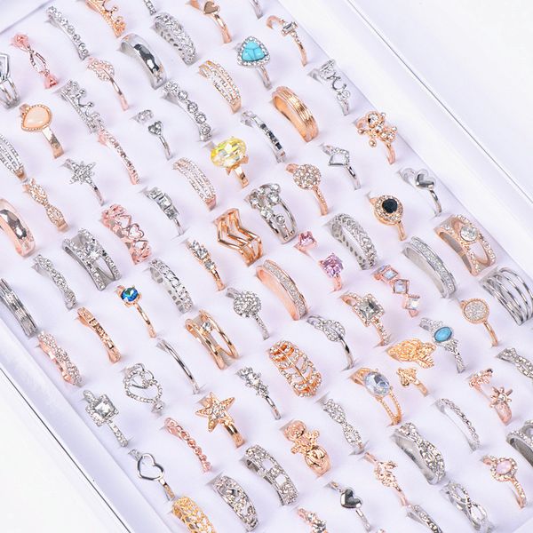 

band rings rings 50pcs lot women s fashion exquisite silver golden plated jewelry finger mix style wholesale 221206