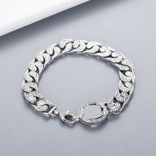 

designer jewelry charms pattern bracelet fashion retro cuban link chain man women bangle, Golden;silver