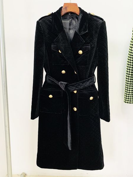 

high-quality lion double-breasted padded cotton velvet trench coats, Tan;black