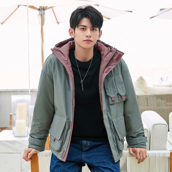 

men s down parkas semir winter coat thick hooded padded jacket trendy overalls korean for man 221205, Black