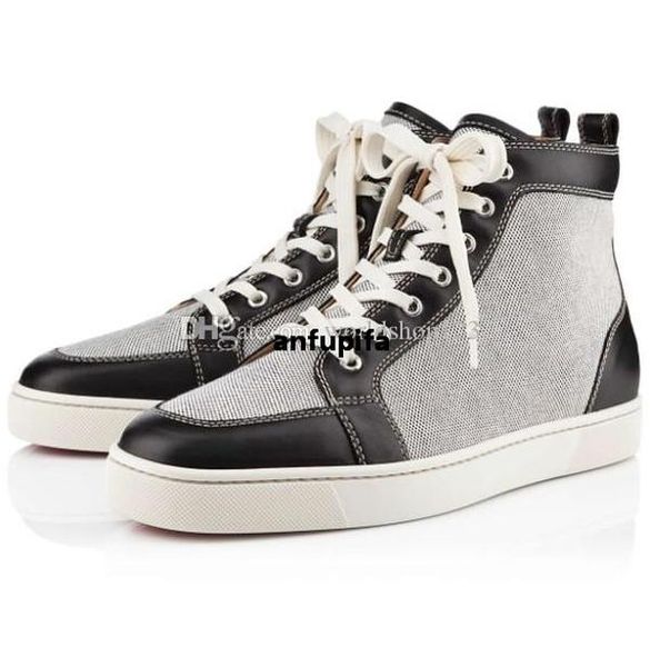 

red bottomed christians slims men skate shoes luxurious design high sneakers outdoor sports navy denim leather rantus orlato s mbm, Black
