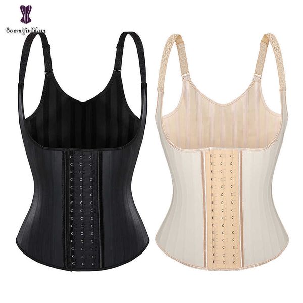 

slimming belt adjustable shoulder straps body shaper 25 spiral steel boned latex corset vest waist training cincher back support t221205