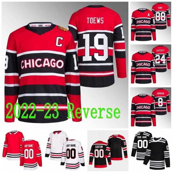 

chicago patrick kane blackhawks reverse retro jersey jonathan toews max domi sam lafferty tyler johnson taylor raddysh andrew shaw reese joh, Black;red