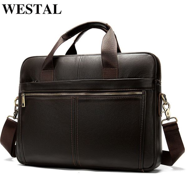 

briefcases westal briefcase mens genuine lap14 computer briecases for document leather messenger bags 221205