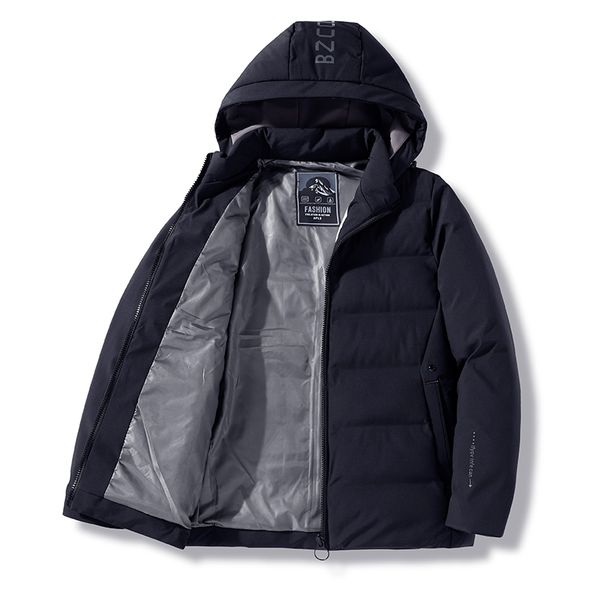 

men s down parkas winter warm thick waterproof hooded collar parka jacket coat autumn fashion casual 221206, Black