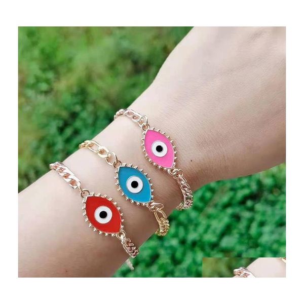 

charm bracelets fashion jewelry turkish symbol evil eye bracelet figaro chain bracelets c3 drop delivery dhimd, Golden;silver