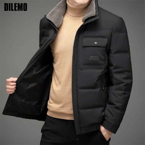 

down high end luxury brand designer casual fashion 2022 grey duck coats winte men with fur jacket windbreaker puffer clothes 1i4q, Black