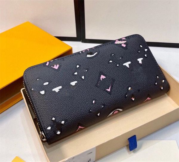 

designers wallets l purses money bag cardholder card case clip fashion women genuine leather wallet single zipper purses lady luxurys monogr, Red;black