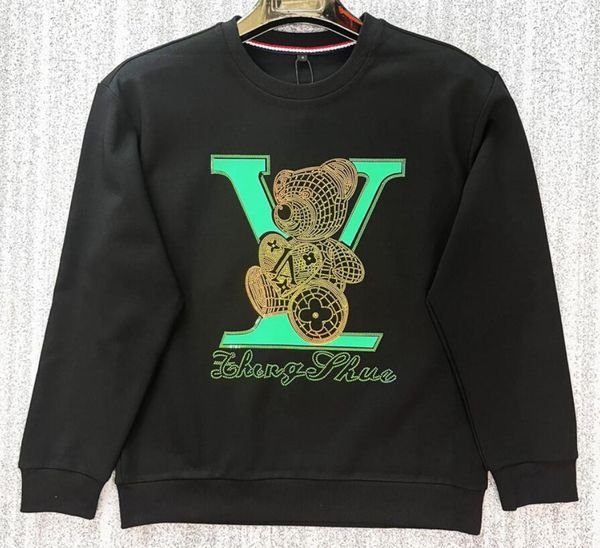 

men's and women's hoodies sweatshirts same fashion brand cartoon bear european station base coat loose pullover couple's qzif, Black