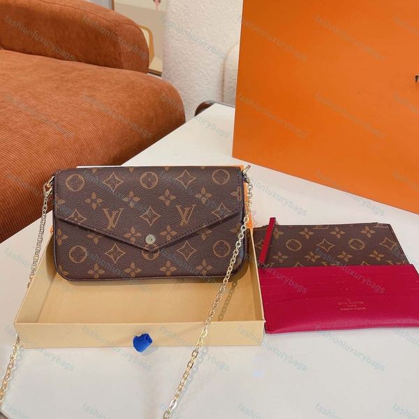 

women designer bag pochette felicie louiseity shoulder bags viutonity handbag purse crossbody messenger bags 3pcs/set luxe flower clutch cha