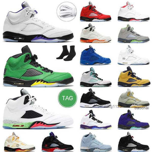 

2023 shoes 5s prfc 5 retro men basketball shoes racer blue bird what the jade horizon muslin jumpman 5 sail mens sport trainer sneakers cat8, Black