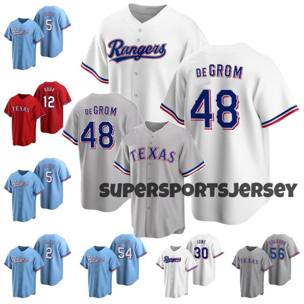 

48 jacob degrom rangers 1972 50th texas baseball jerseys 5 corey seager martin perez marcus semien brad miller jose leclerc kole calhoun gar, Blue;black