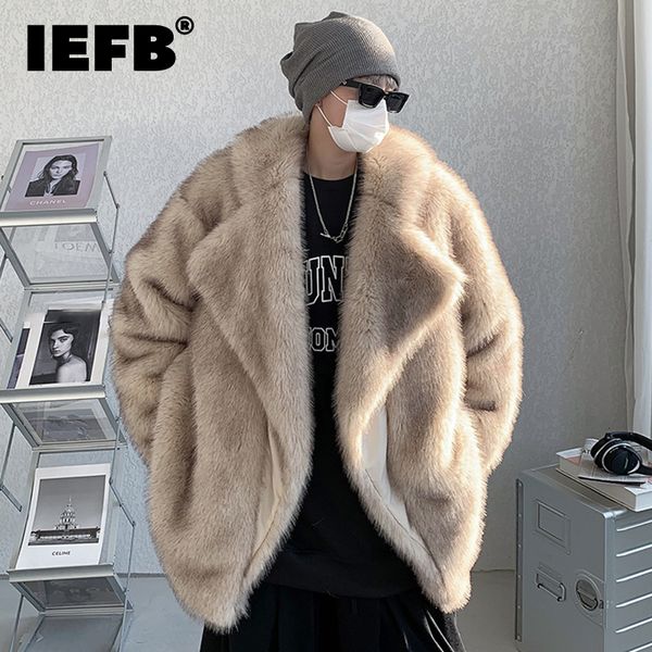 

men's fur faux iefb thickened medium long men coat turn-down collar casual american fashion male luxury 9a5986 221206, Black