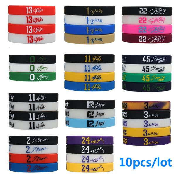 

charm bracelets 10pcs basketball silicone wristbands sport for kids players men fitness bands 221206, Golden;silver