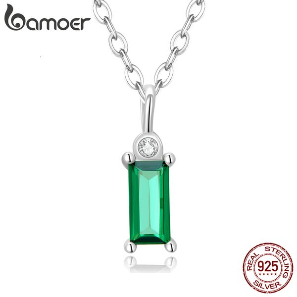 

pendant necklaces 925 sterling silver green zircon necklace for women fine jewelry plated gold link chain gift 17.3'' 221205