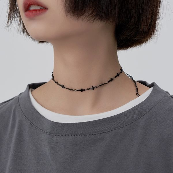 

clavicle chain titanium steel non-fading item femininity texture niche brand ins cold wind cross neck, Silver