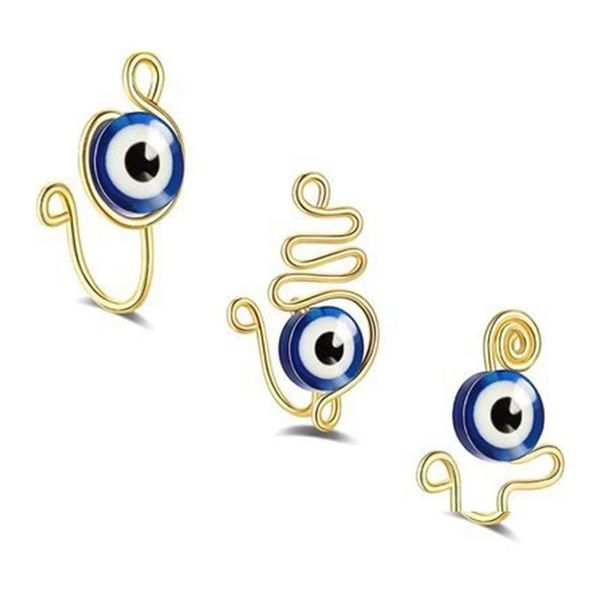 

nose rings studs copper wire spiral clip on nose ring studs evil eyes snake shape fake piercing jewelry c3 drop delivery body dhla1, Silver