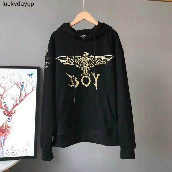 

men's hoodies designer sweatshirts boys hooded embroidery back phoenix stamping print men's women's sweater long streetwear h, Black