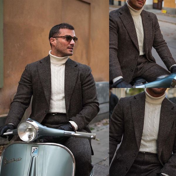 

one piece handsome wedding tuxedos men suit woolen coat modern formal velvet jacket two-button customized fit notched lapel plus size casual, Black;gray